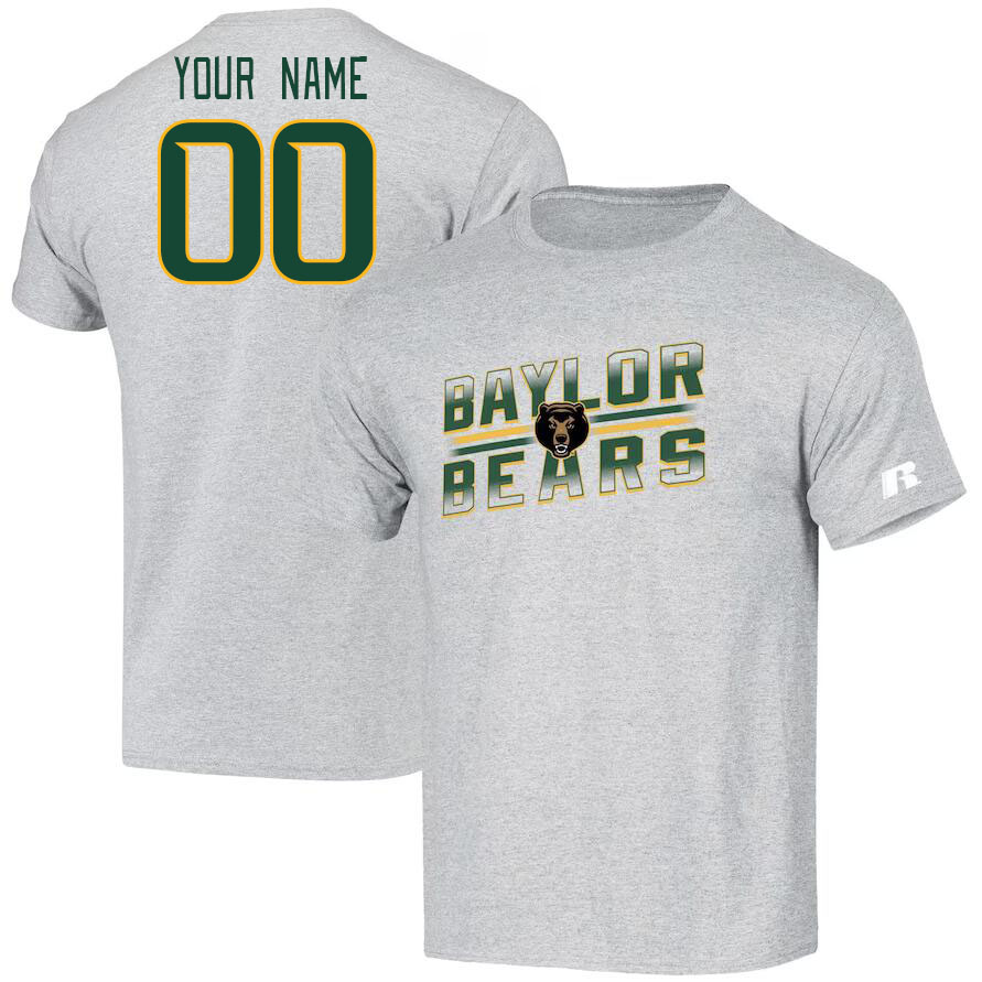 Custom Baylor Bears Name And Number College Tshirt-Gray - Click Image to Close